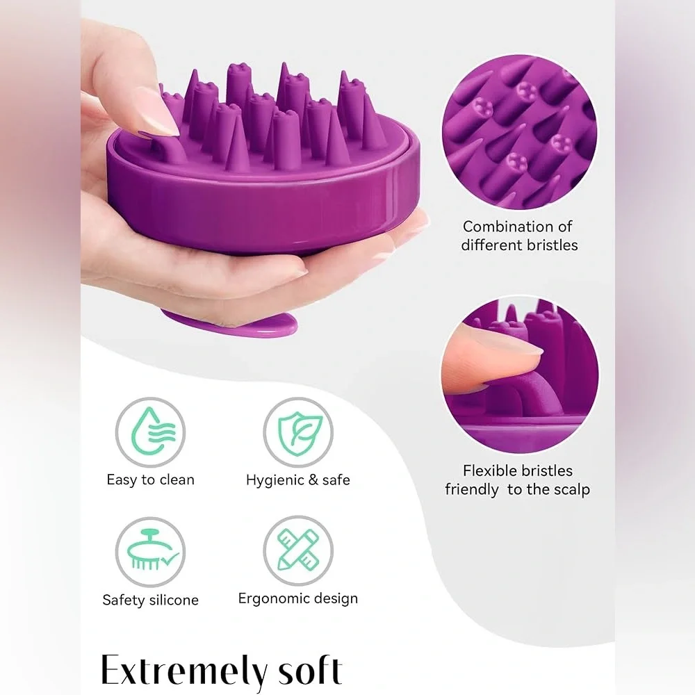 HEETA Purple Hair Scalp Massager Palm Shampoo Scrubber